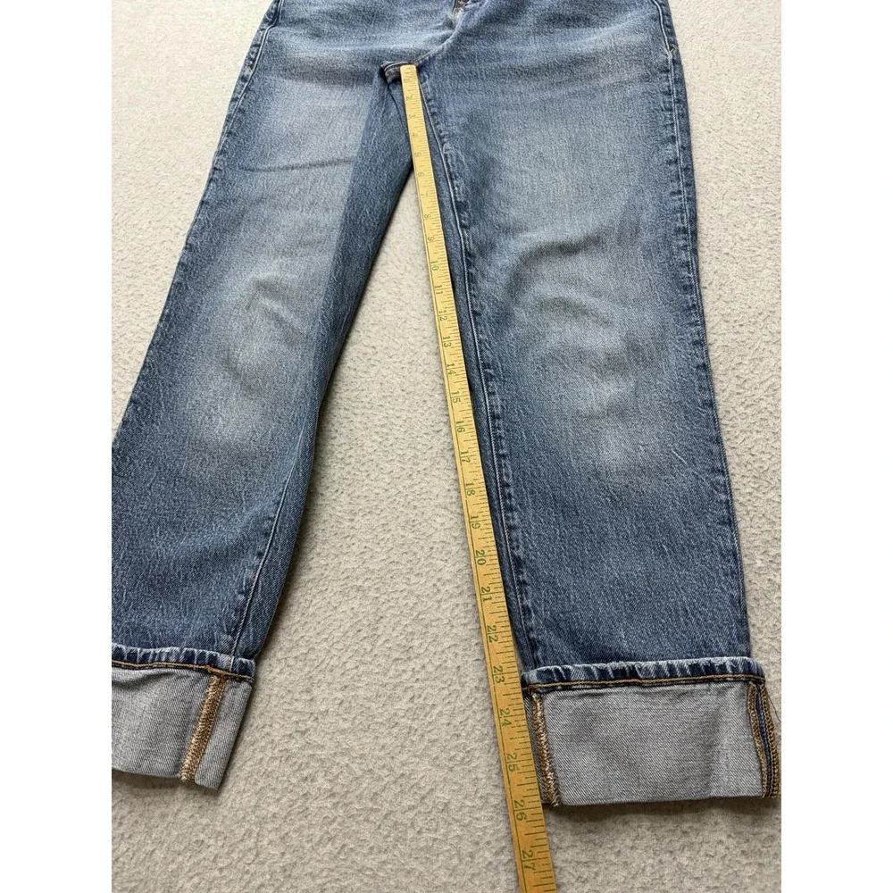 Good American Weekender Cuffed Jeans Womens 26x24.5 Blue Mid Rise Straight